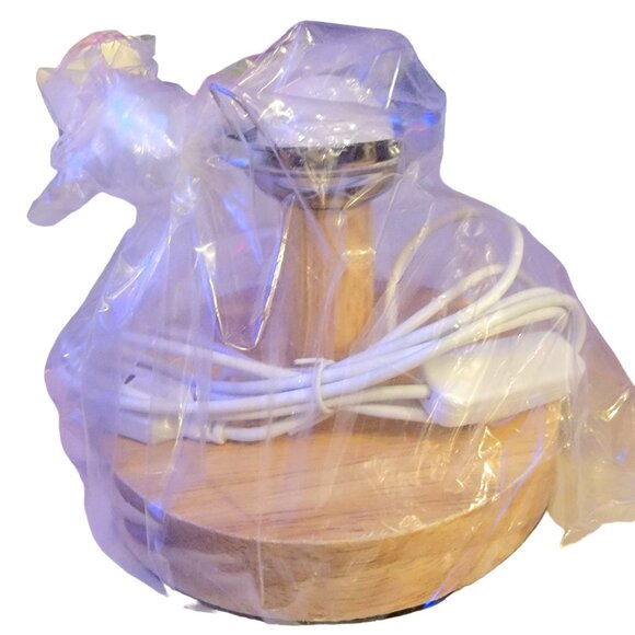 Bedside Table Lamp Daughter Gift Linen Shade Beige Wood Base LED Bulb USB Plug - Picture 6 of 16